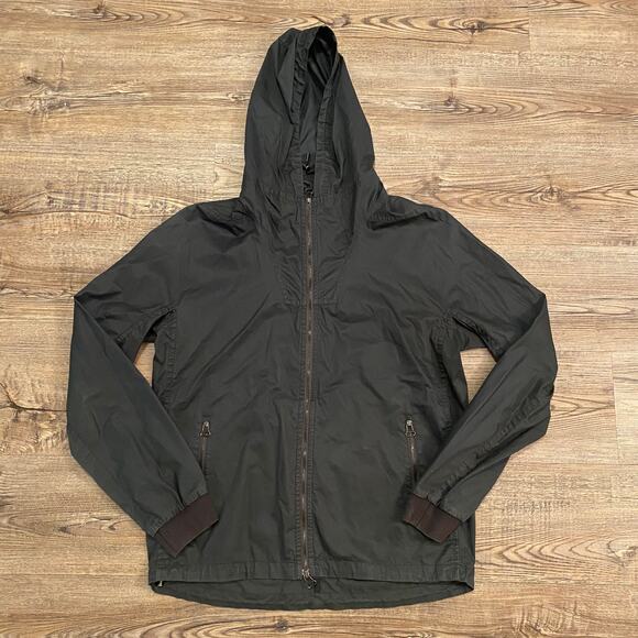 Lanvin Men's size Medium Gray / Green Silk and Viscose Hooded Windbreaker Jacket - Picture 1 of 8